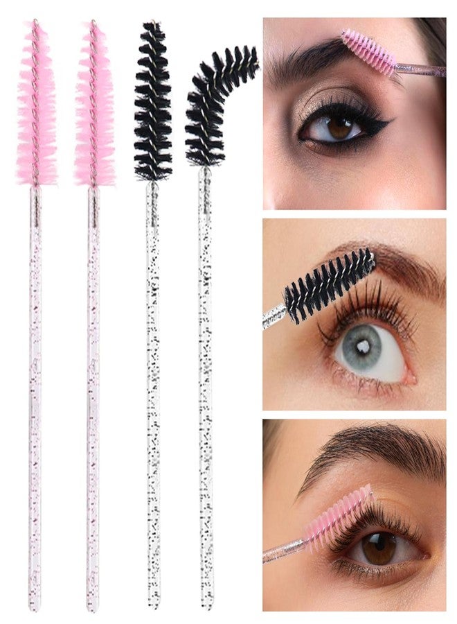 TKYZMS 200 Pcs Disposable Mascara Wands,Lash Spoolies Crystal Eyebrow Spoolies Brush Eyelash Applicator Tool Spoolies for Eyebrow,Used for Eyelash Extension Eyebrows Cosmetics(Black and Pink) - Image 4